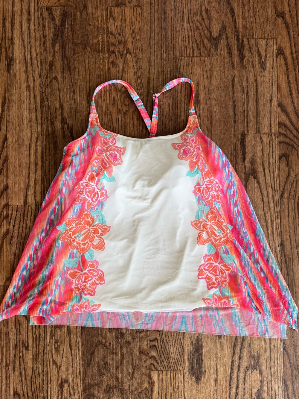Coco Reef Bra Sized 34D Large Tankini Swim Top Pink Floral Aztec Punchy Western